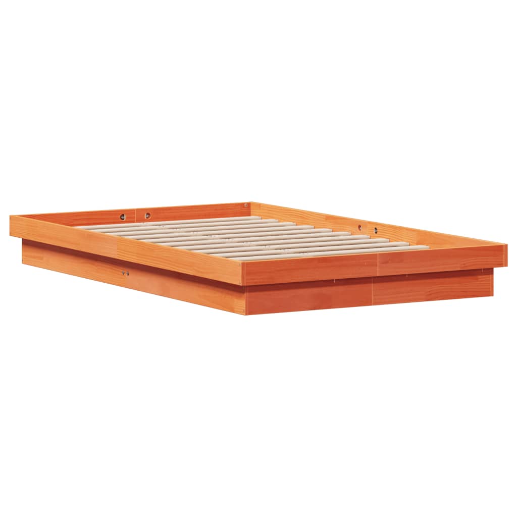 vidaXL Rama łóżka z LED, woskowy brąz, 120x190 cm, lite drewno sosnowe