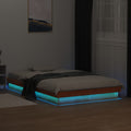 vidaXL Rama łóżka z LED, woskowy brąz, 135x190 cm, lite drewno sosnowe
