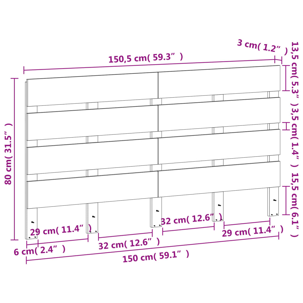 vidaXL Wezgłowie do łóżka, woskowy brąz, 150 cm, lite drewno sosnowe