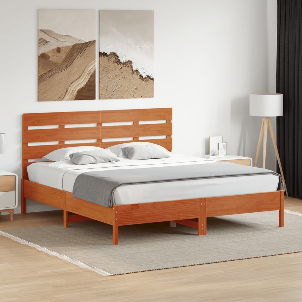 vidaXL Wezgłowie do łóżka, woskowy brąz, 180 cm, lite drewno sosnowe
