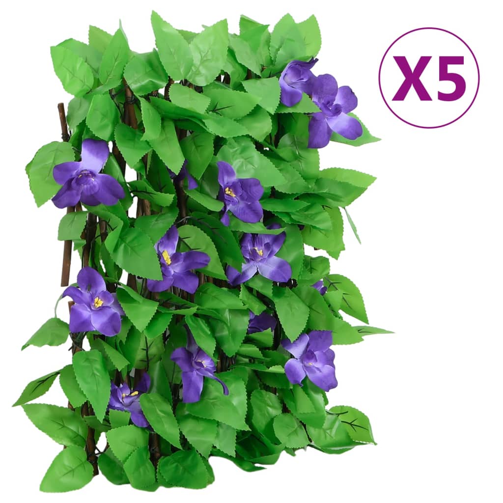 vidaXL Kratki ze sztucznym bluszczem rozsuwane 5 szt. zielone 180x20cm