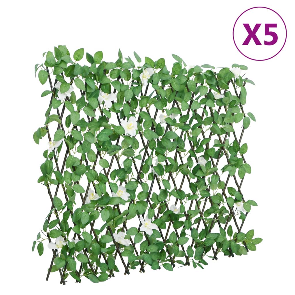 vidaXL Kratki ze sztucznym bluszczem rozsuwane 5 szt. zielone 186x30cm