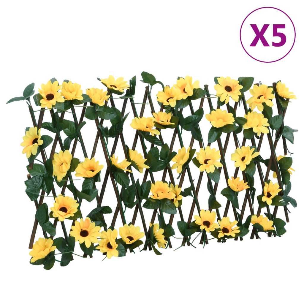 vidaXL Kratki ze sztucznym bluszczem rozsuwane 5 szt., żółte 180x20 cm
