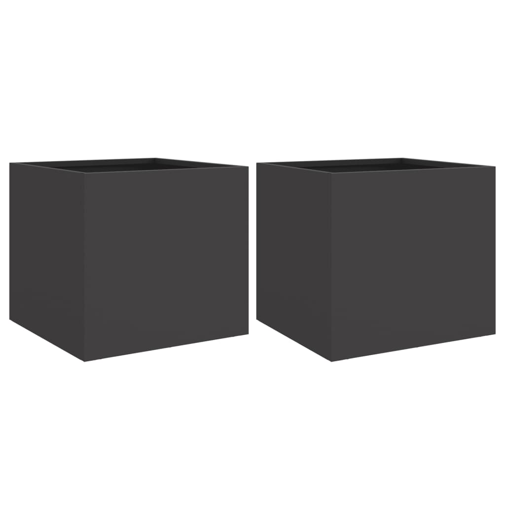 vidaXL Donice, 2 szt., czarne, 32x30x29 cm, stal