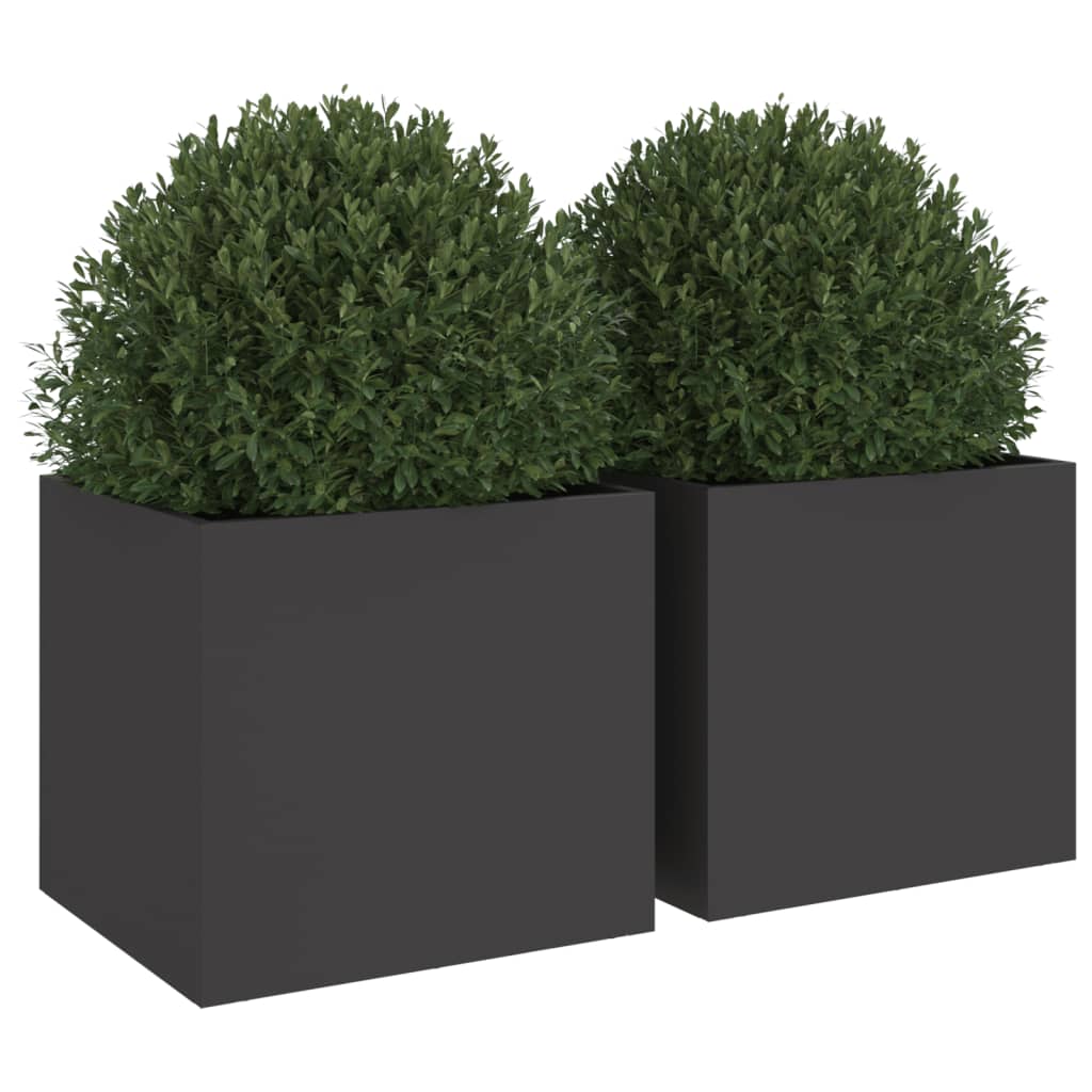 vidaXL Donice, 2 szt., czarne, 32x30x29 cm, stal