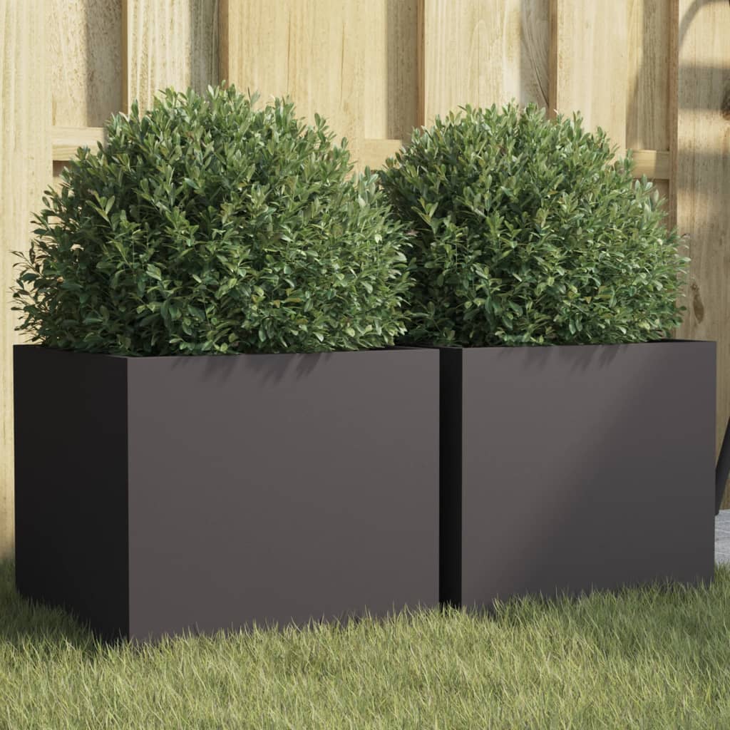 vidaXL Donice, 2 szt., czarne, 32x30x29 cm, stal
