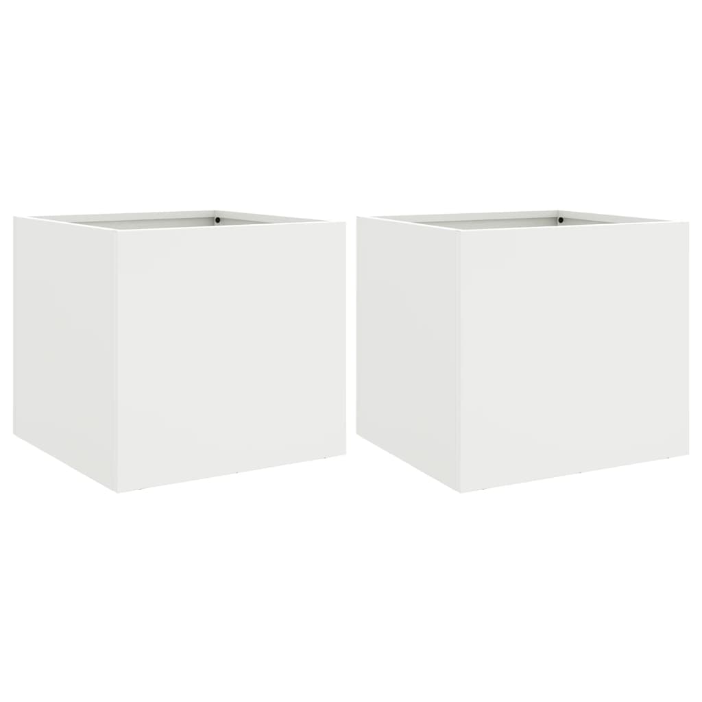 vidaXL Donice, 2 szt., białe, 32x30x29 cm, stal