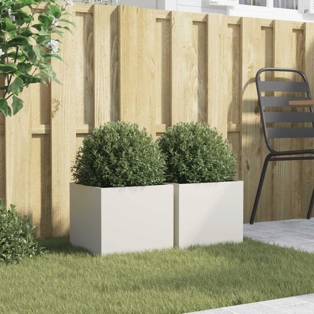 vidaXL Donice, 2 szt., białe, 32x30x29 cm, stal