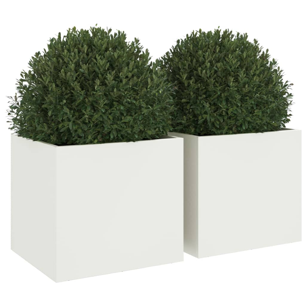 vidaXL Donice, 2 szt., białe, 32x30x29 cm, stal
