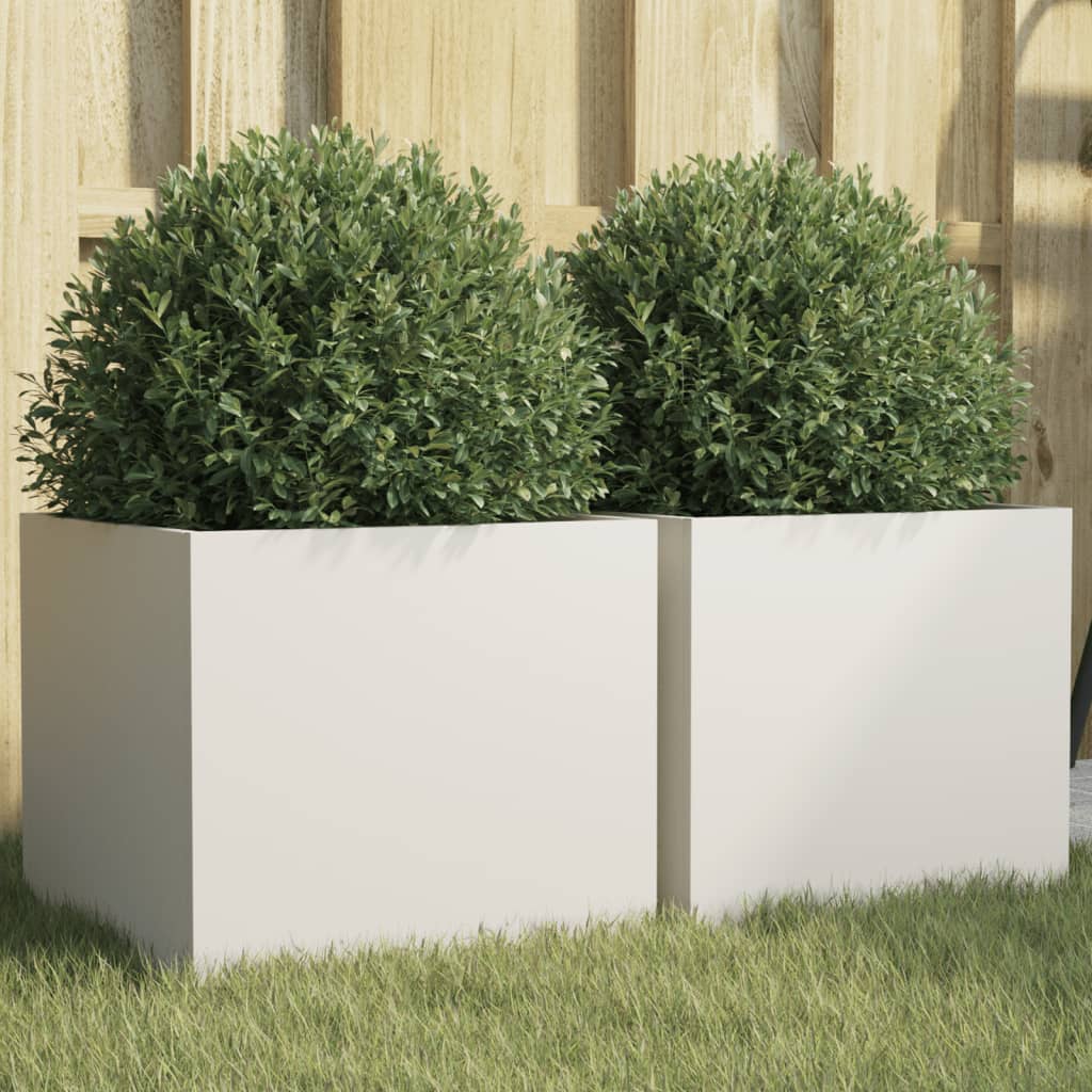 vidaXL Donice, 2 szt., białe, 32x30x29 cm, stal