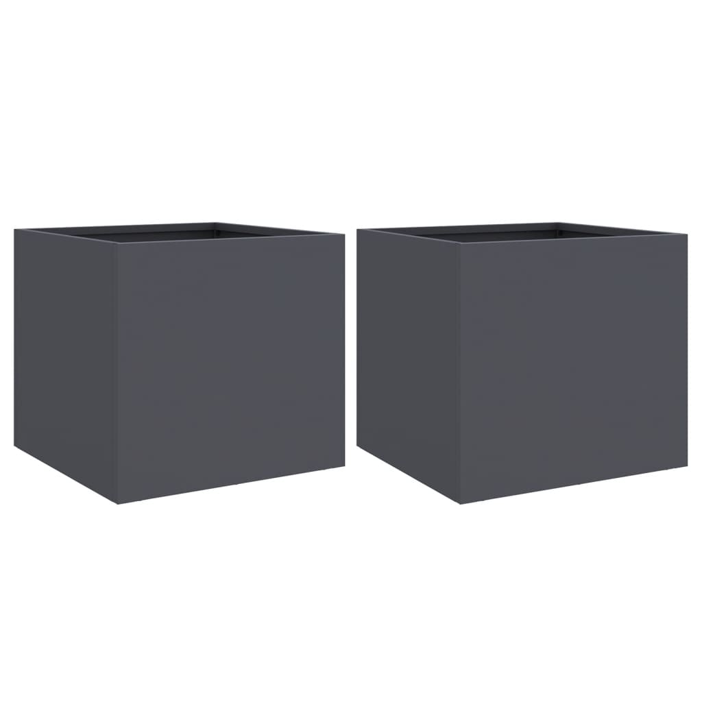 vidaXL Donice, 2 szt., antracytowe, 32x30x29 cm, stal