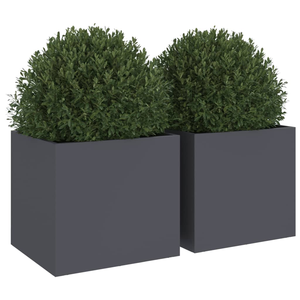vidaXL Donice, 2 szt., antracytowe, 32x30x29 cm, stal