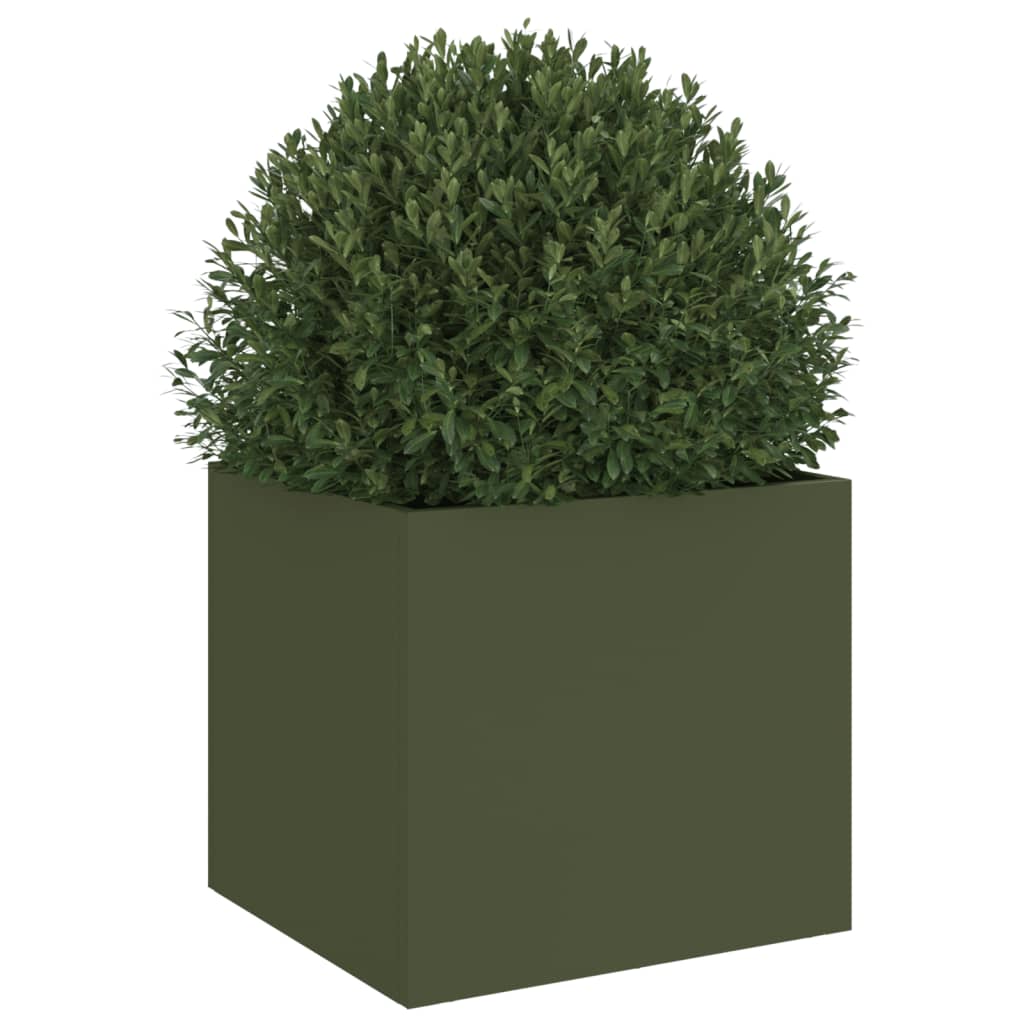 vidaXL Donica, oliwkowa, 32x30x29 cm, stal