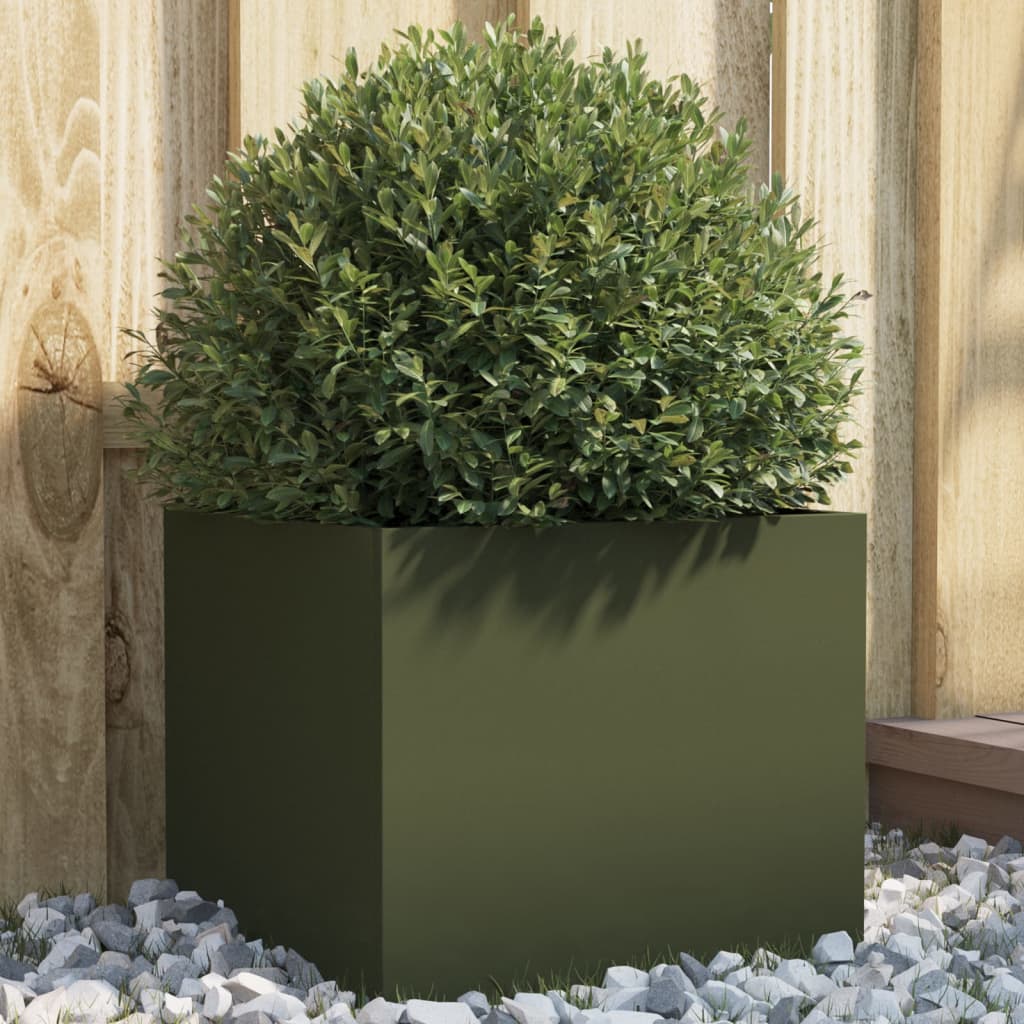 vidaXL Donica, oliwkowa, 32x30x29 cm, stal