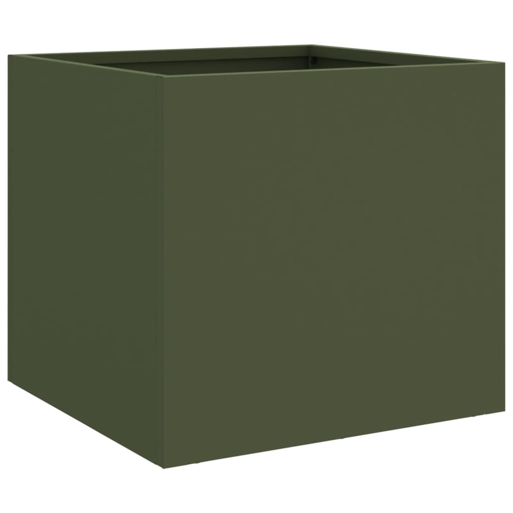vidaXL Donice, 2 szt., oliwkowa, 32x30x29 cm, stal