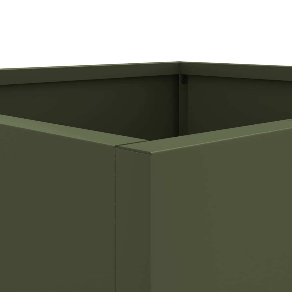 vidaXL Donice, 2 szt., oliwkowa, 32x30x29 cm, stal