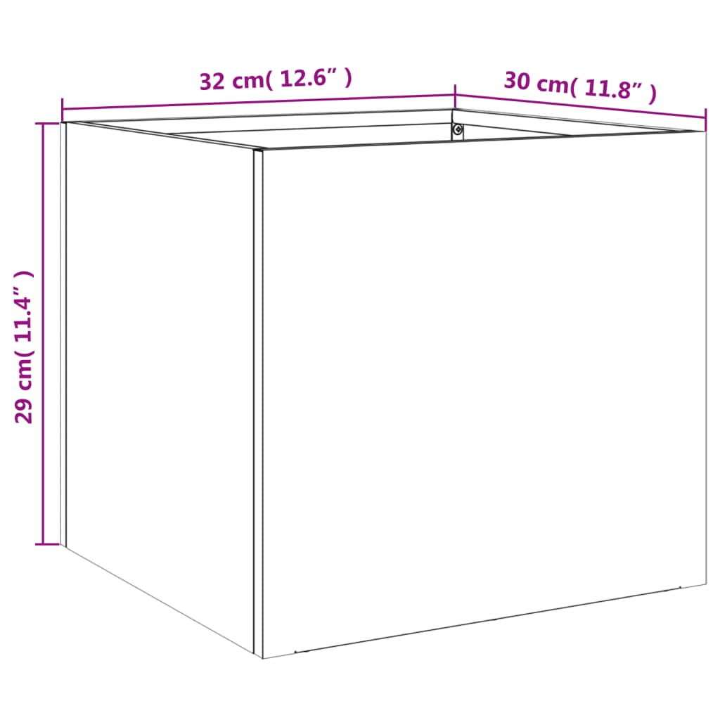 vidaXL Donice, 2 szt., oliwkowa, 32x30x29 cm, stal