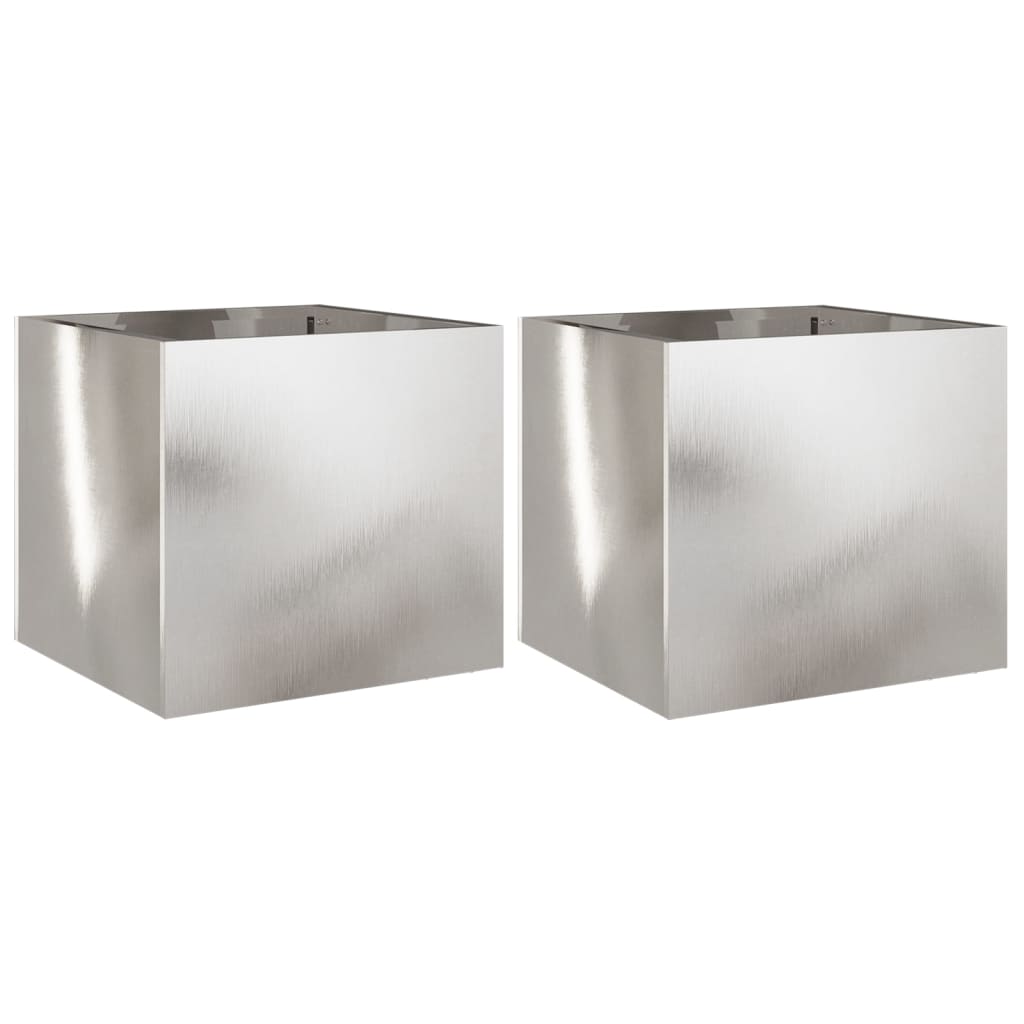 vidaXL Donice, 2 szt., srebrne, 32x30x29 cm, stal nierdzewna