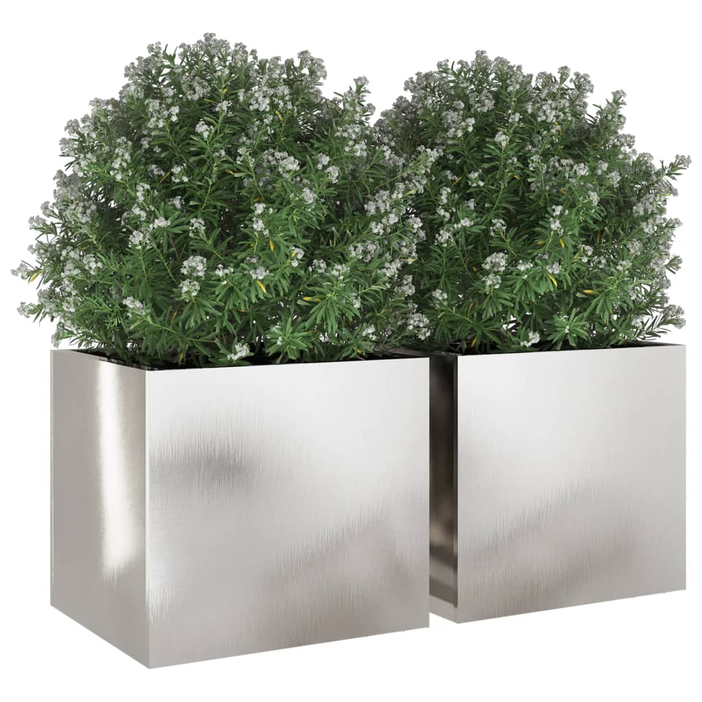 vidaXL Donice, 2 szt., srebrne, 32x30x29 cm, stal nierdzewna
