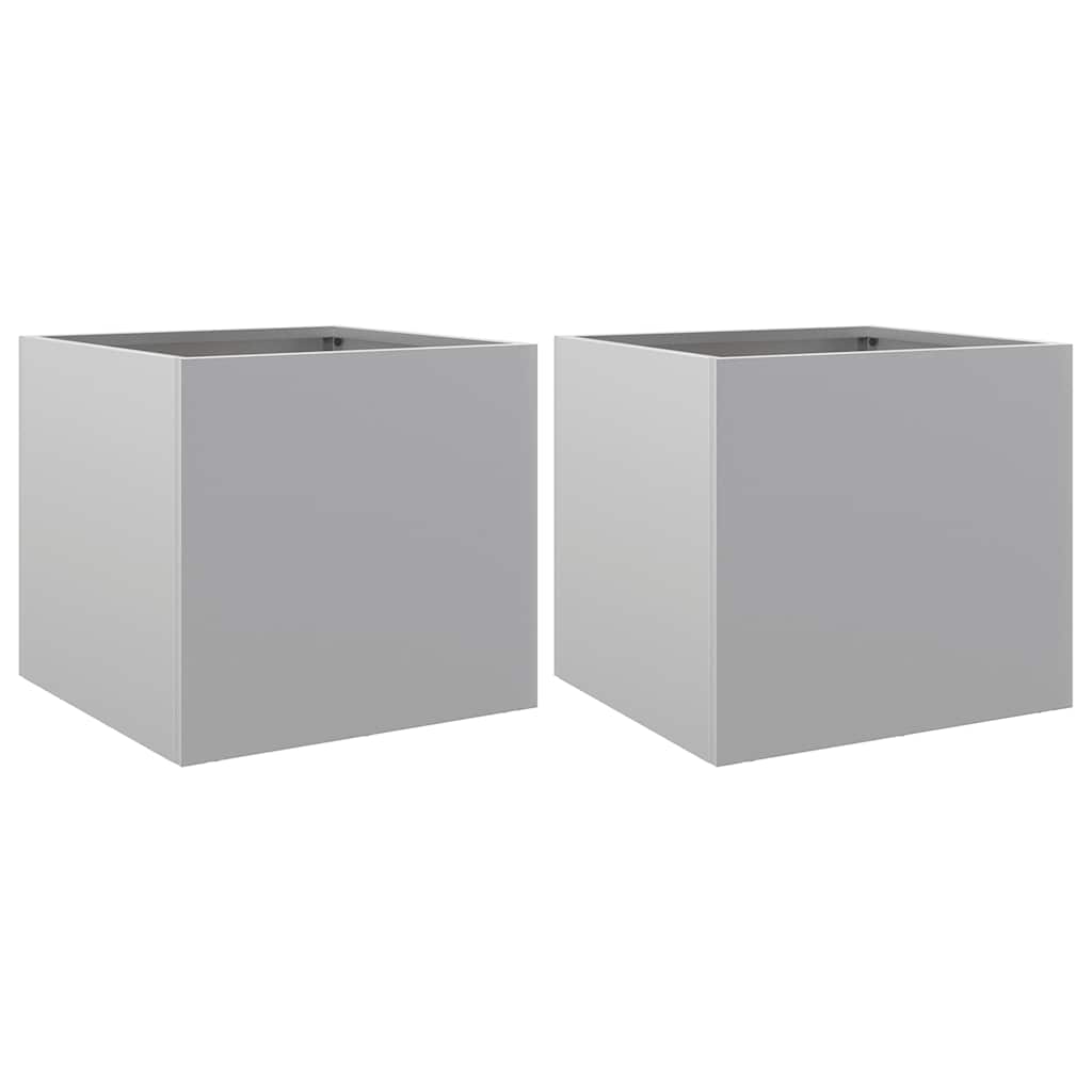 vidaXL Donice, 2 szt., srebrne, 32x30x29 cm, stal galwanizowana