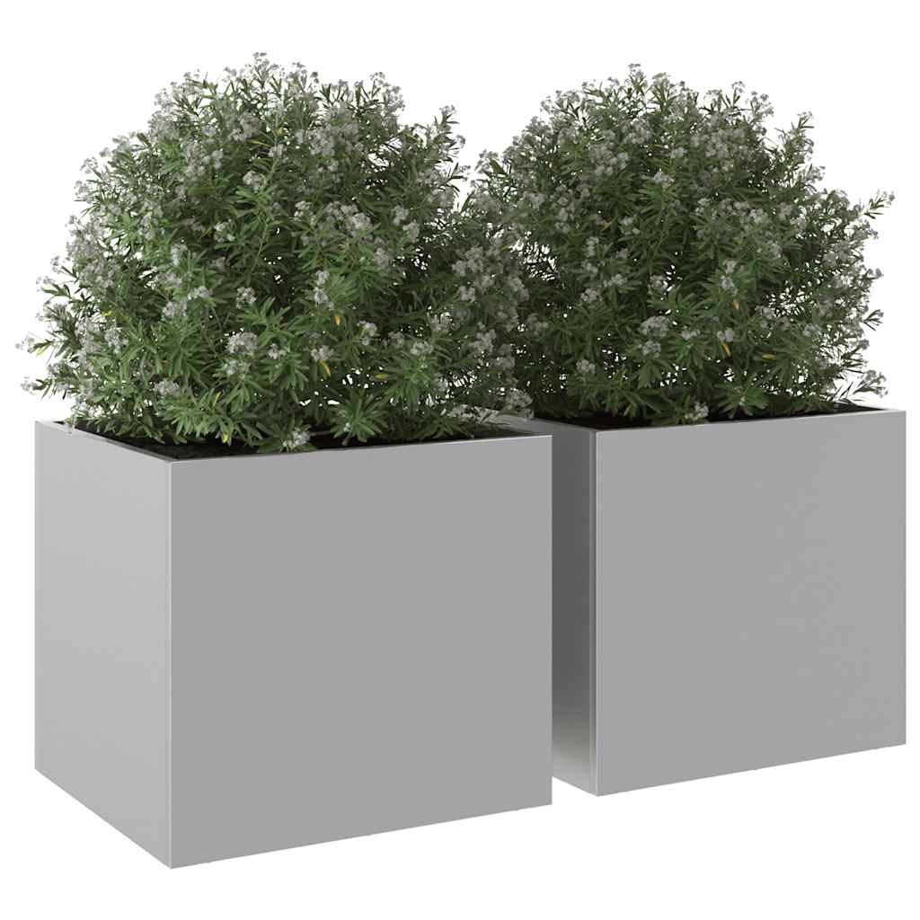 vidaXL Donice, 2 szt., srebrne, 32x30x29 cm, stal galwanizowana