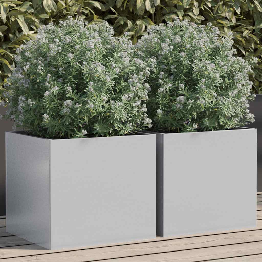 vidaXL Donice, 2 szt., srebrne, 32x30x29 cm, stal galwanizowana