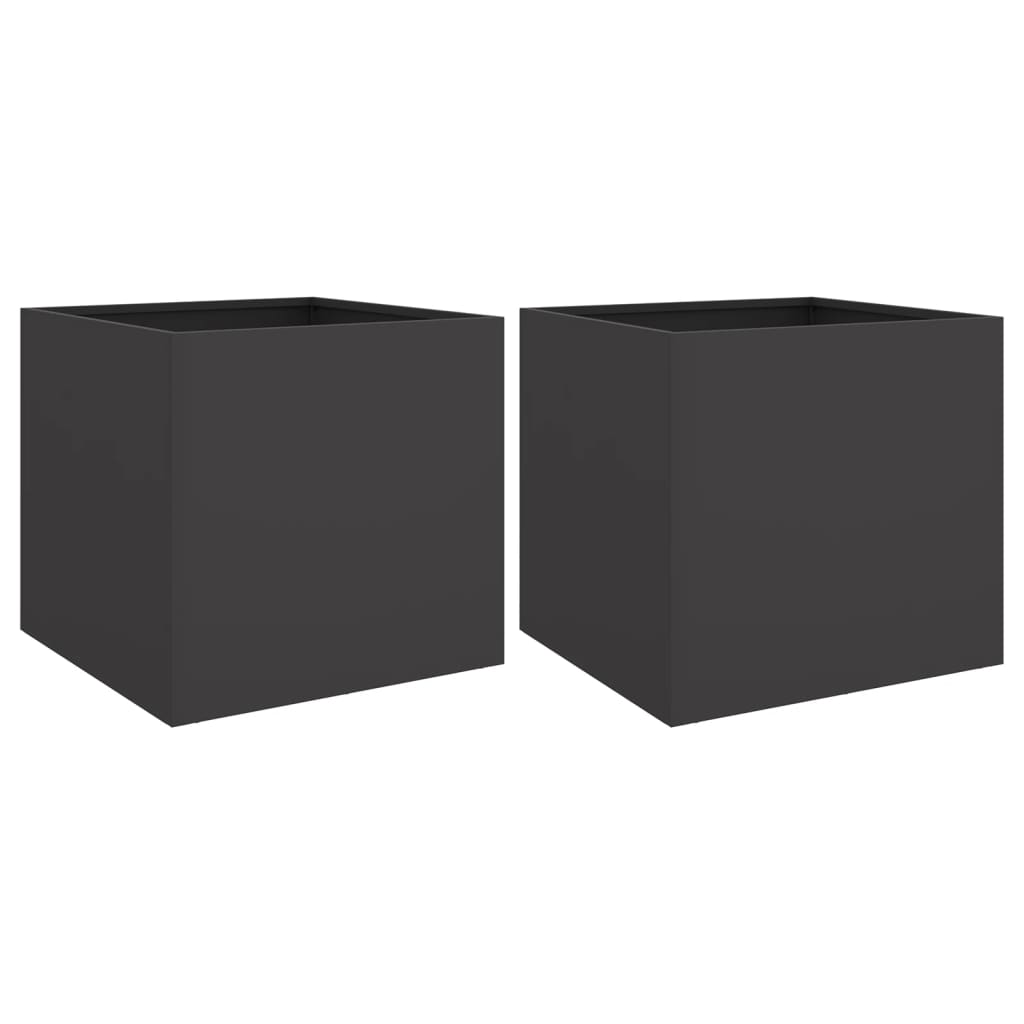 vidaXL Donice, 2 szt., czarne, 42x40x39 cm, stal