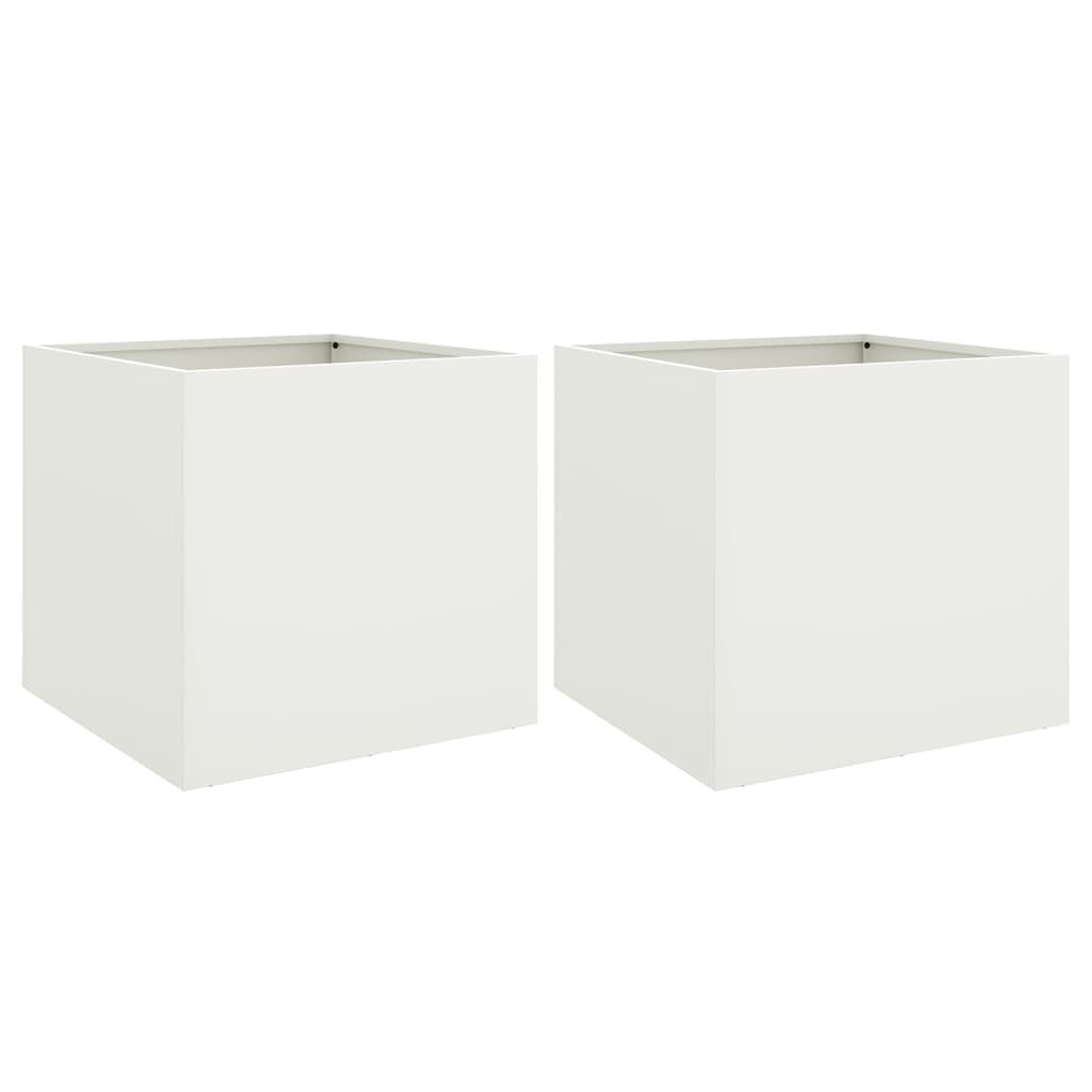 vidaXL Donice, 2 szt., białe, 42x40x39 cm, stal