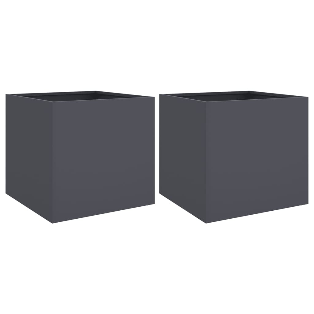 vidaXL Donice, 2 szt., antracytowe, 42x40x39 cm, stal