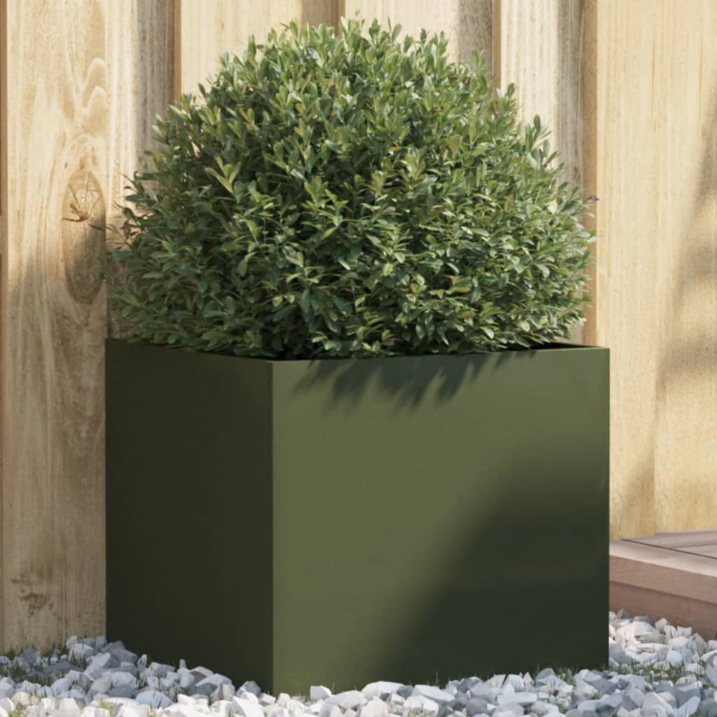 vidaXL Donica, oliwkowa, 42x40x39 cm, stal