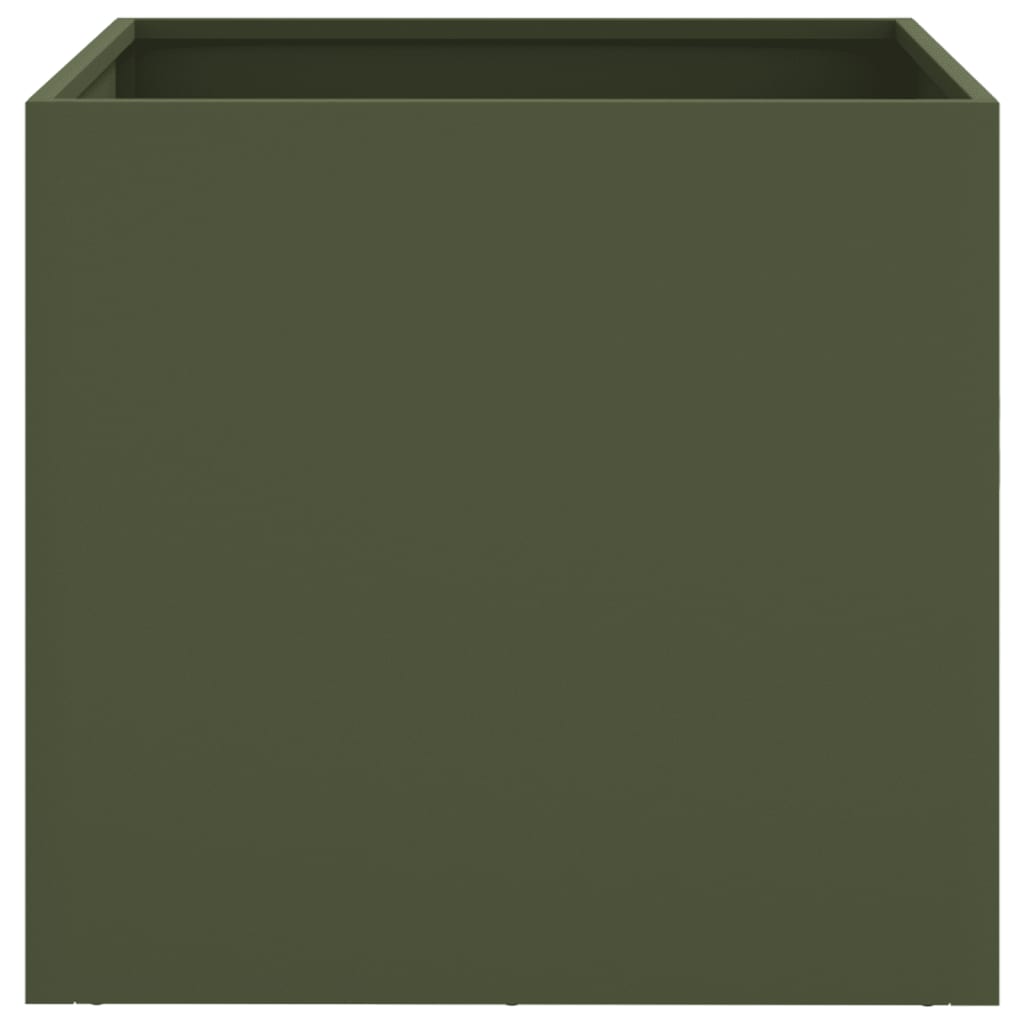 vidaXL Donice, 2 szt., oliwkowa, 42x40x39 cm, stal