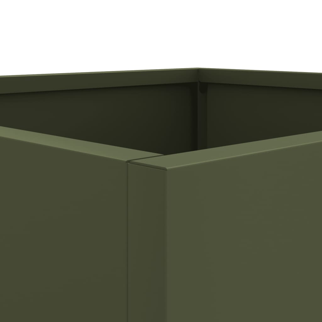 vidaXL Donice, 2 szt., oliwkowa, 42x40x39 cm, stal