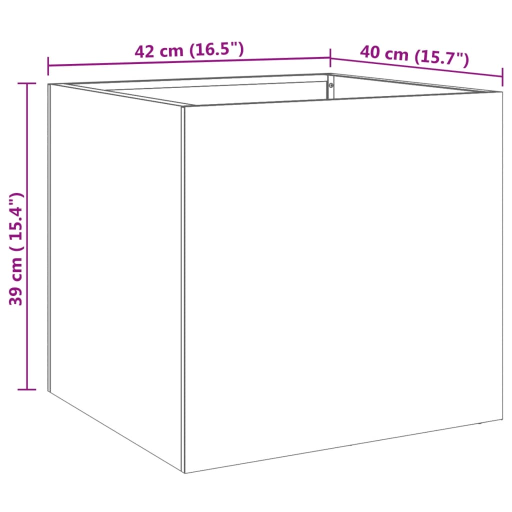 vidaXL Donica, srebrna, 42x40x39 cm, stal nierdzewna