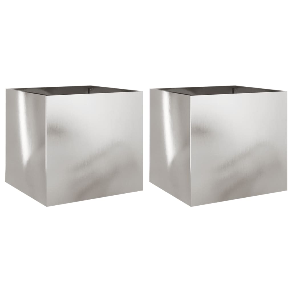 vidaXL Donice, 2 szt., srebrne, 42x40x39 cm, stal nierdzewna