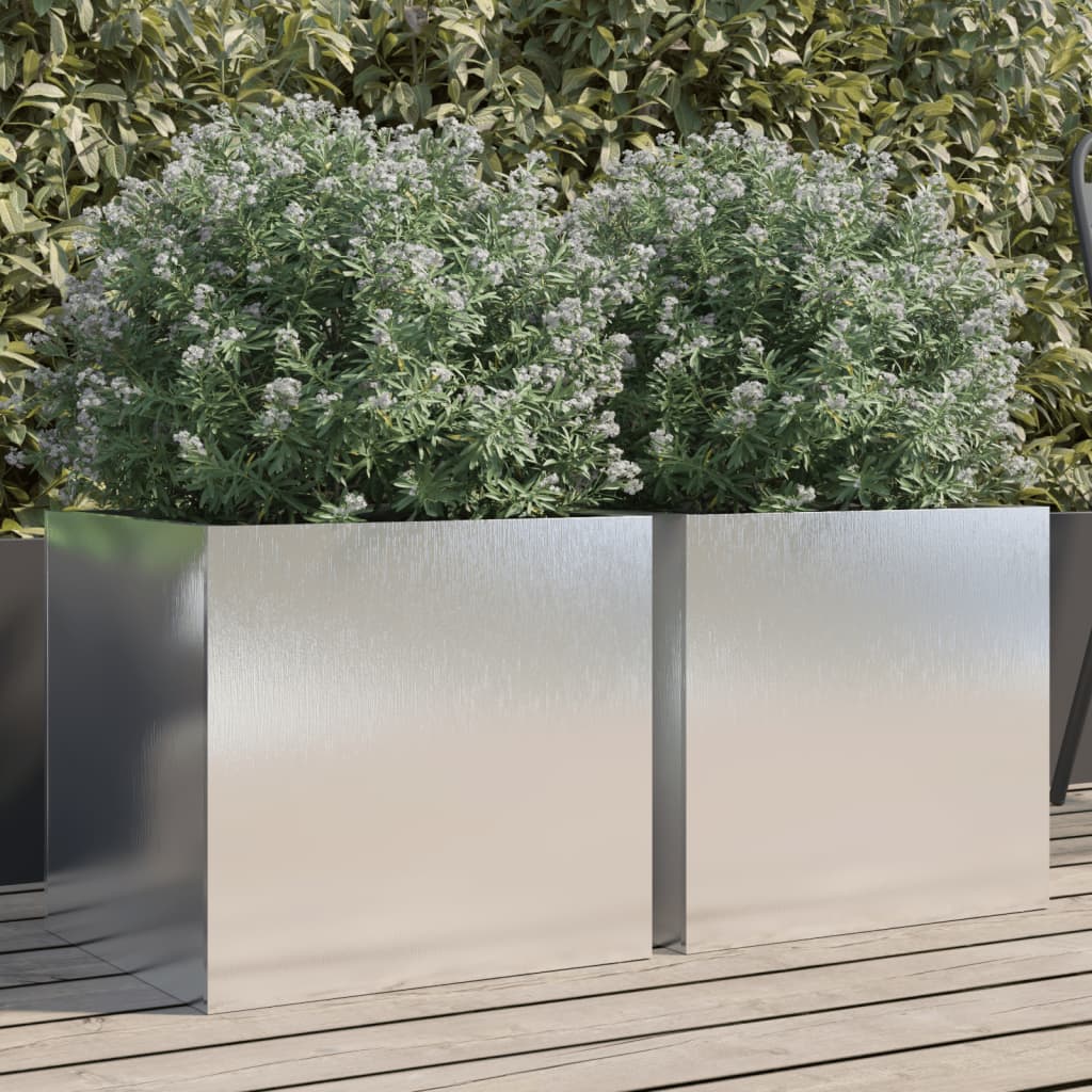 vidaXL Donice, 2 szt., srebrne, 42x40x39 cm, stal nierdzewna