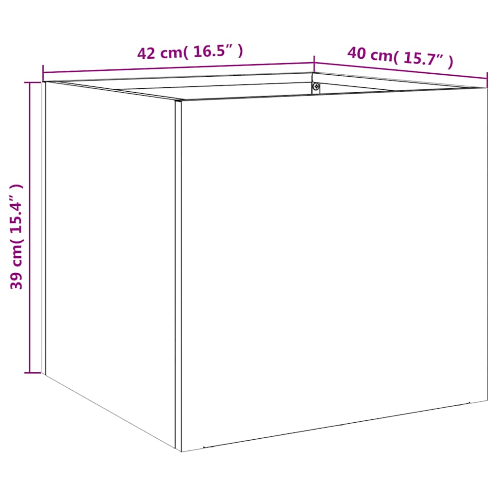 vidaXL Donica, srebrna, 42x40x39 cm, stal galwanizowana