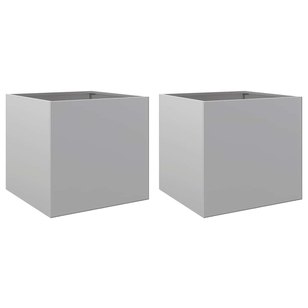 vidaXL Donice, 2 szt., srebrne, 42x40x39 cm, stal galwanizowana