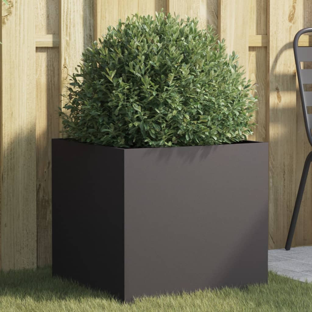 vidaXL Donica, czarna, 49x47x46 cm, stal