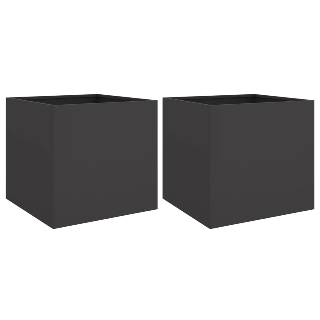 vidaXL Donice, 2 szt., czarne, 49x47x46 cm, stal