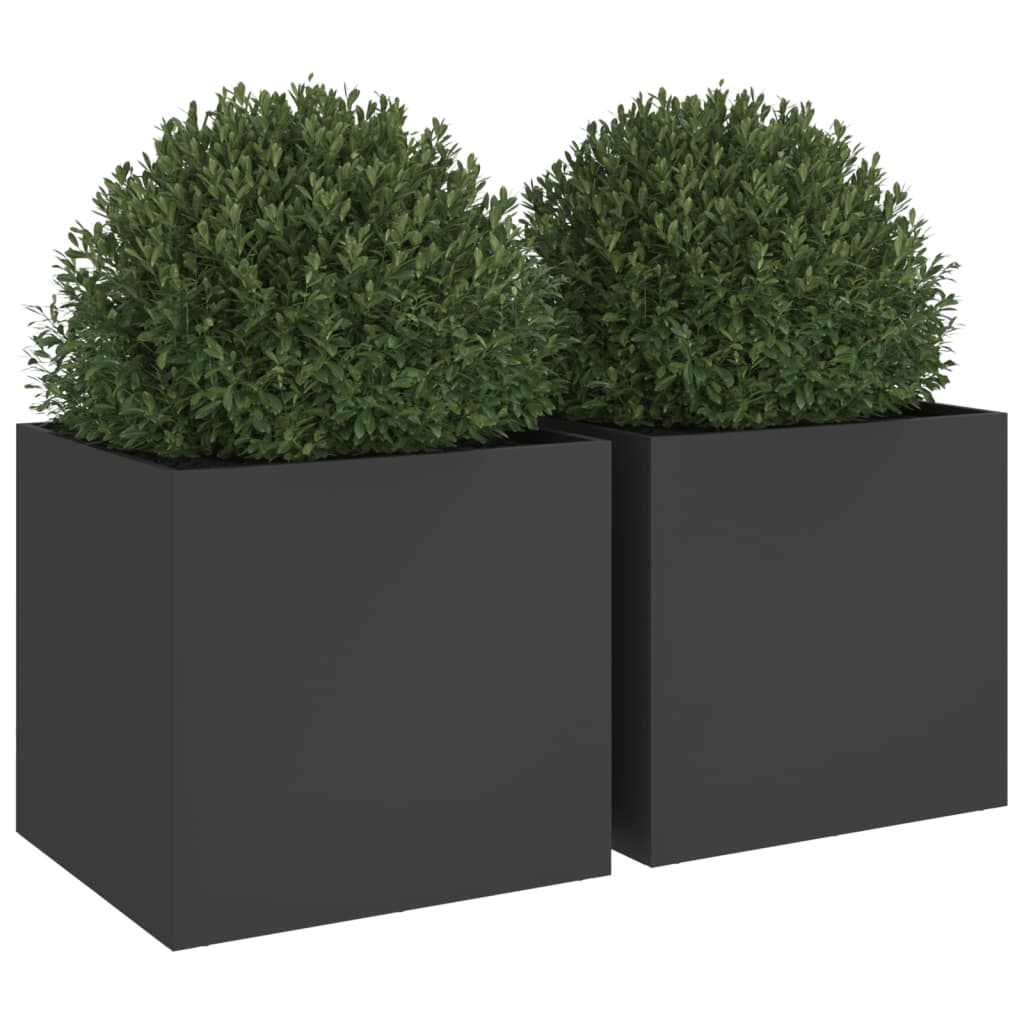 vidaXL Donice, 2 szt., czarne, 49x47x46 cm, stal