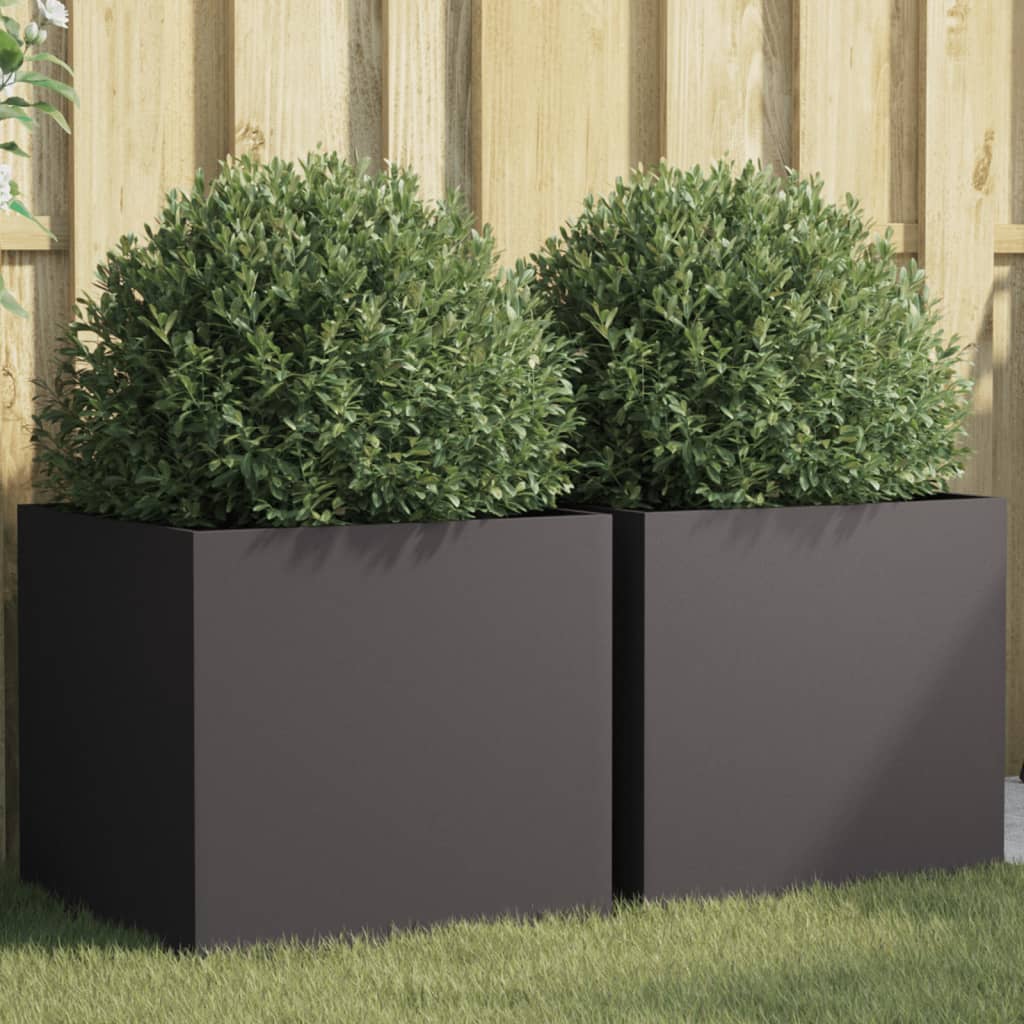 vidaXL Donice, 2 szt., czarne, 49x47x46 cm, stal