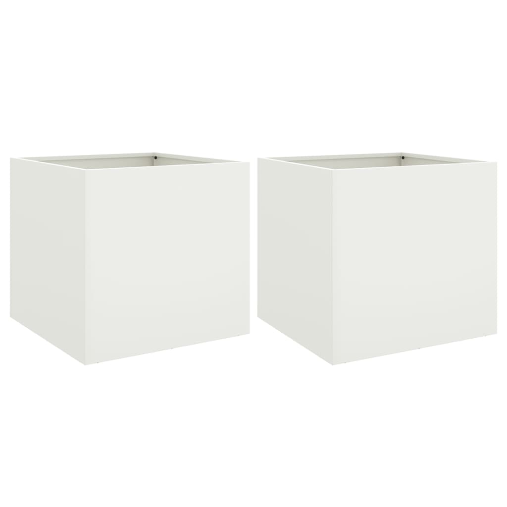 vidaXL Donice, 2 szt., białe, 49x47x46 cm, stal