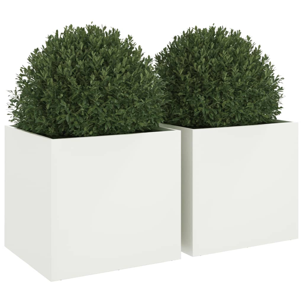 vidaXL Donice, 2 szt., białe, 49x47x46 cm, stal