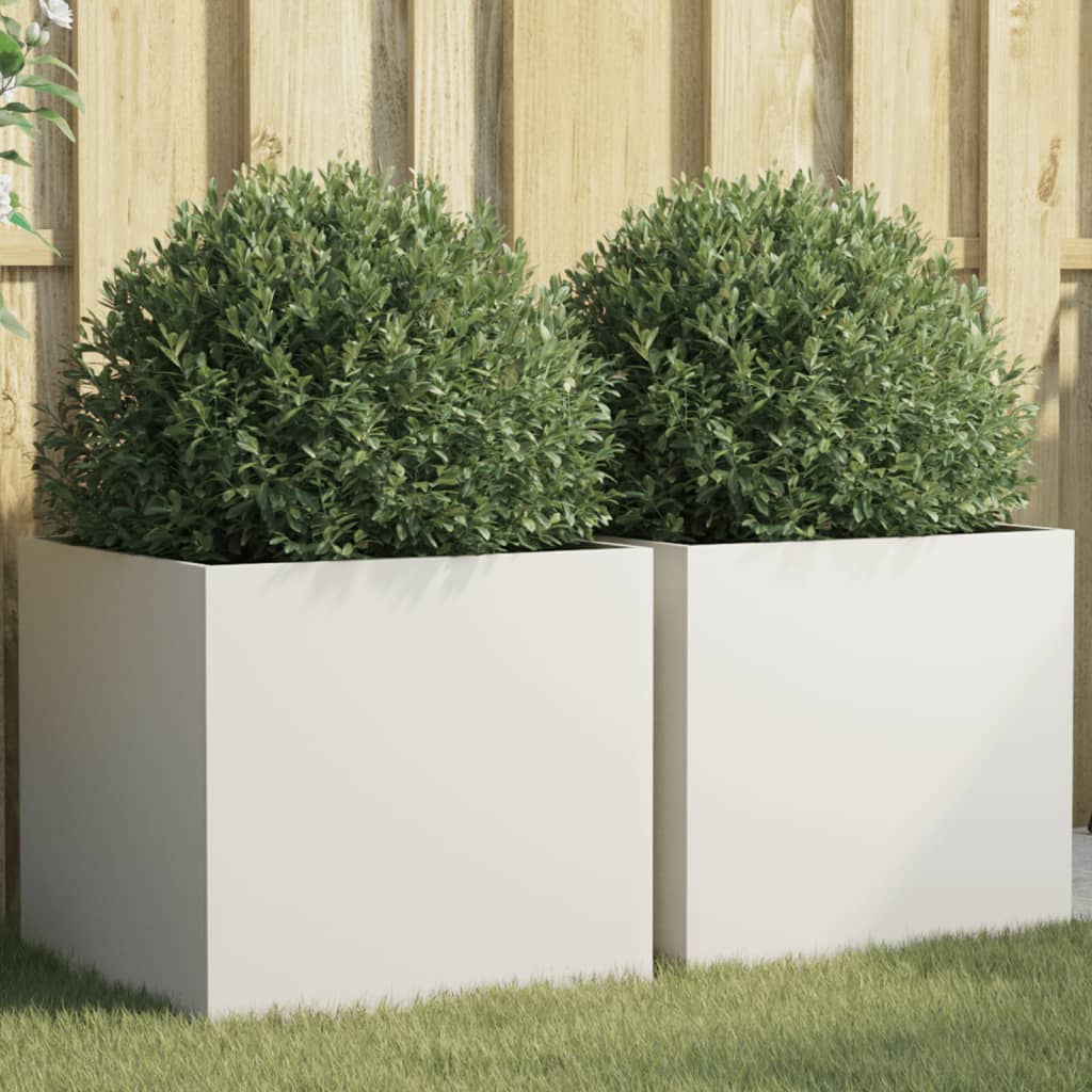 vidaXL Donice, 2 szt., białe, 49x47x46 cm, stal