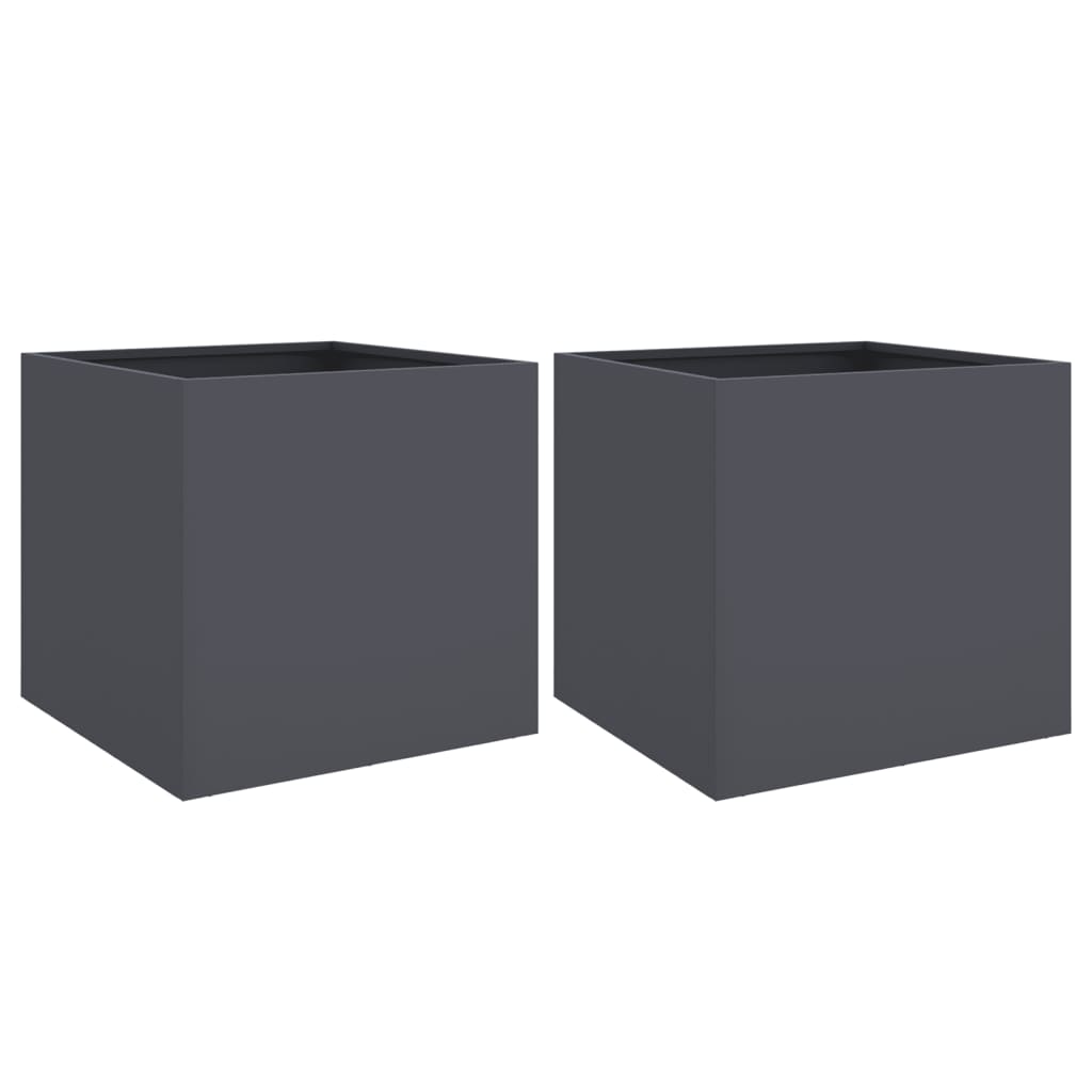vidaXL Donice, 2 szt., antracytowe, 49x47x46 cm, stal