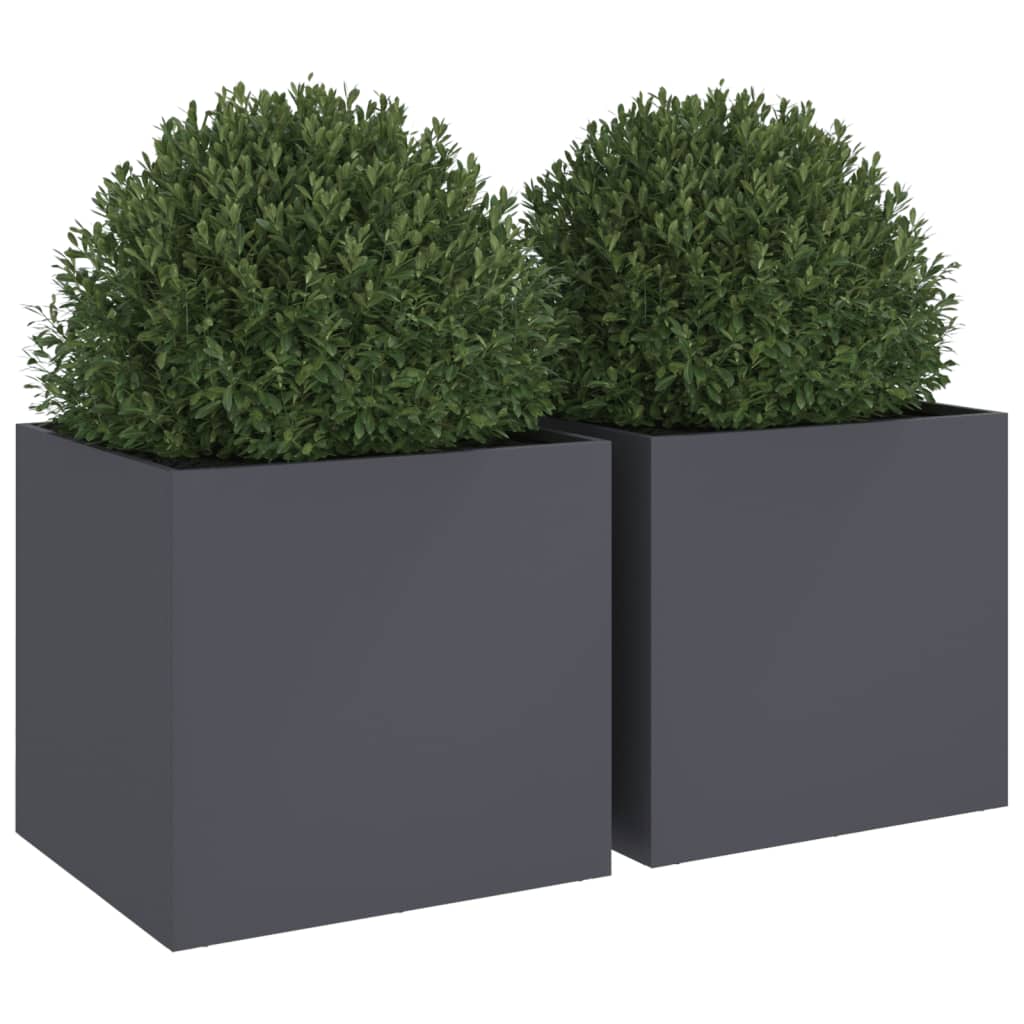 vidaXL Donice, 2 szt., antracytowe, 49x47x46 cm, stal