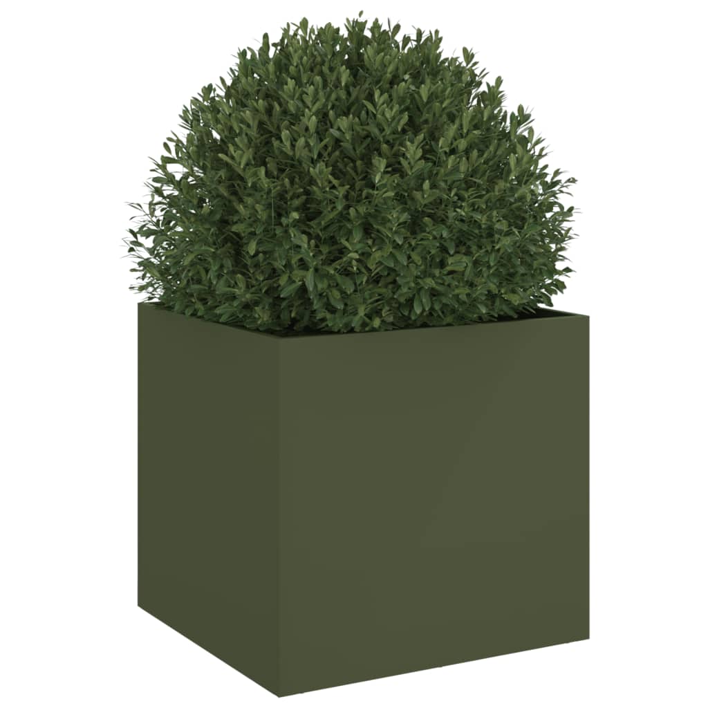 vidaXL Donica, oliwkowa, 49x47x46 cm, stal