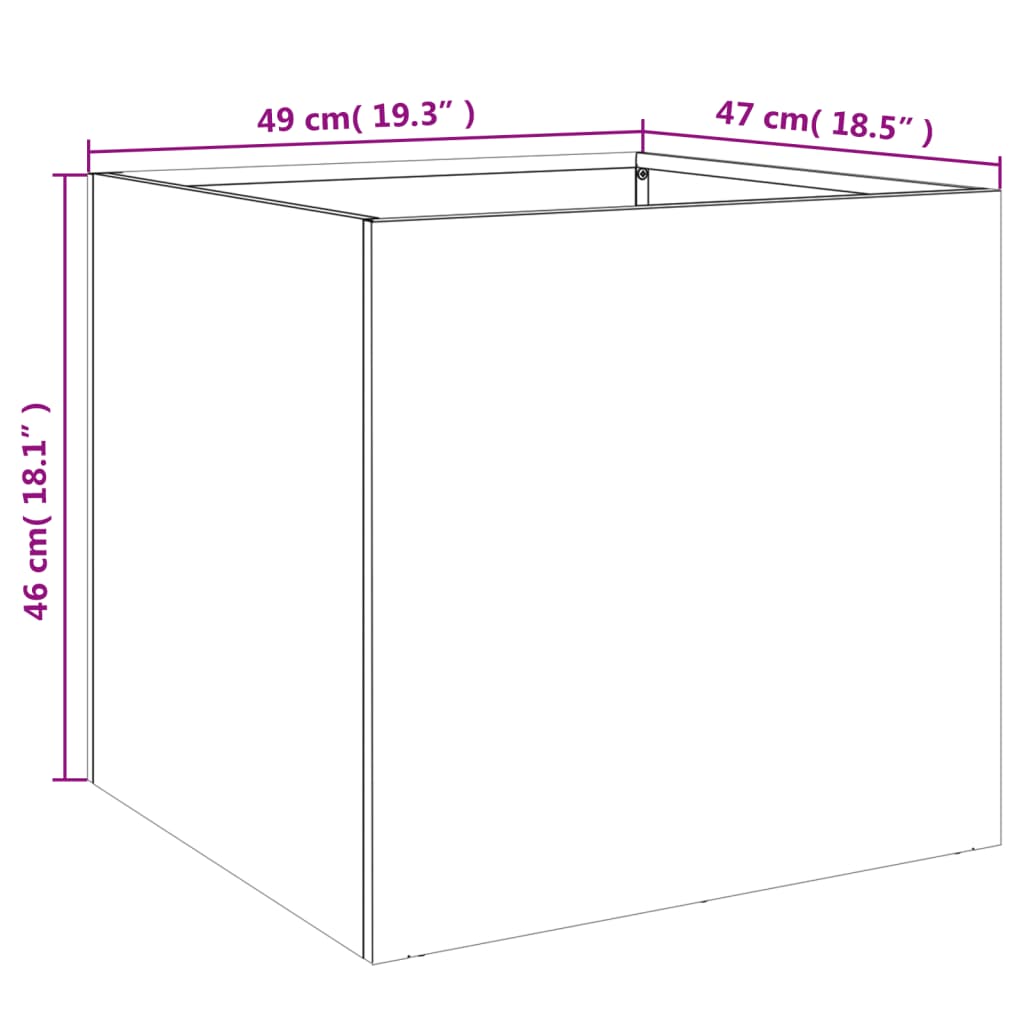 vidaXL Donica, oliwkowa, 49x47x46 cm, stal