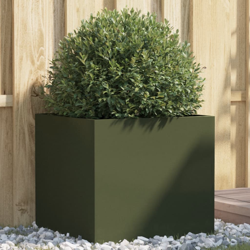 vidaXL Donica, oliwkowa, 49x47x46 cm, stal