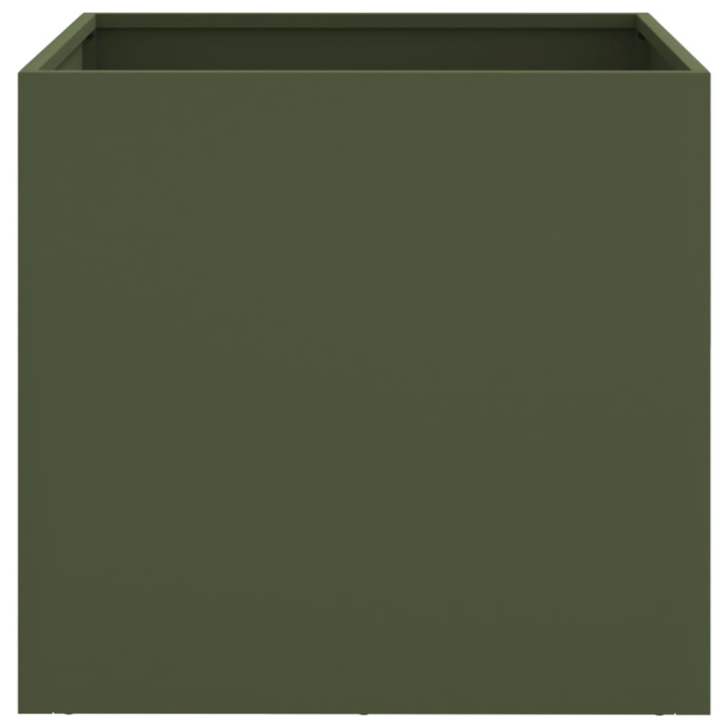 vidaXL Donice, 2 szt., oliwkowa, 49x47x46 cm, stal